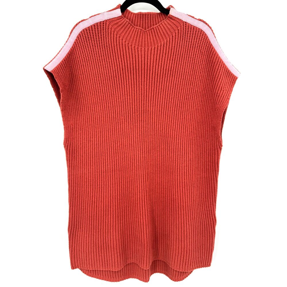 ANTHROPOLOGIE | MAEVE Red Orange Knit Slouchy Mock Sweater Vest Size XL